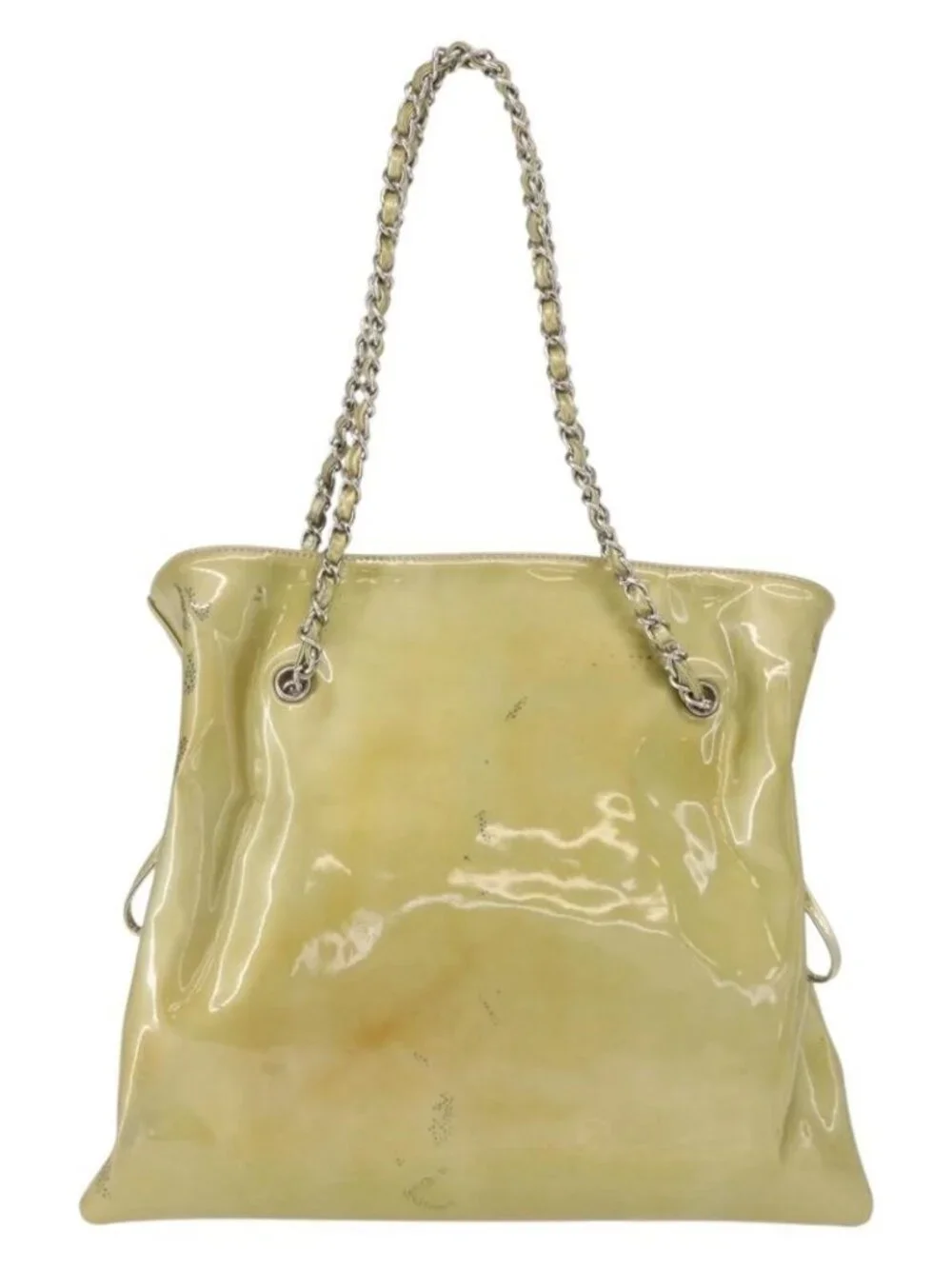 CHANEL COCO Mark Chain Shoulder Bag Patent leather Gold CC Auth 152287